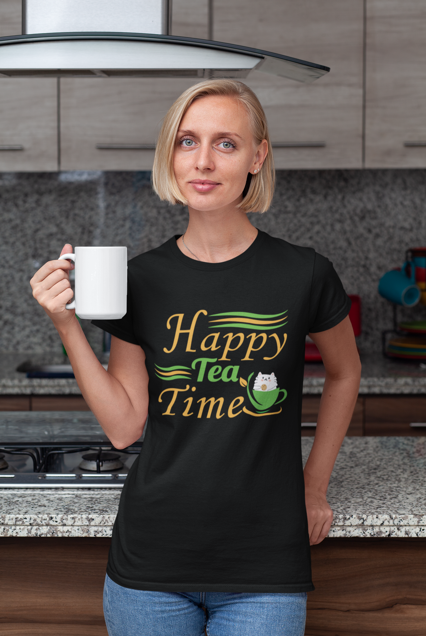 Happy Tea Time (cat) - T-Shirt