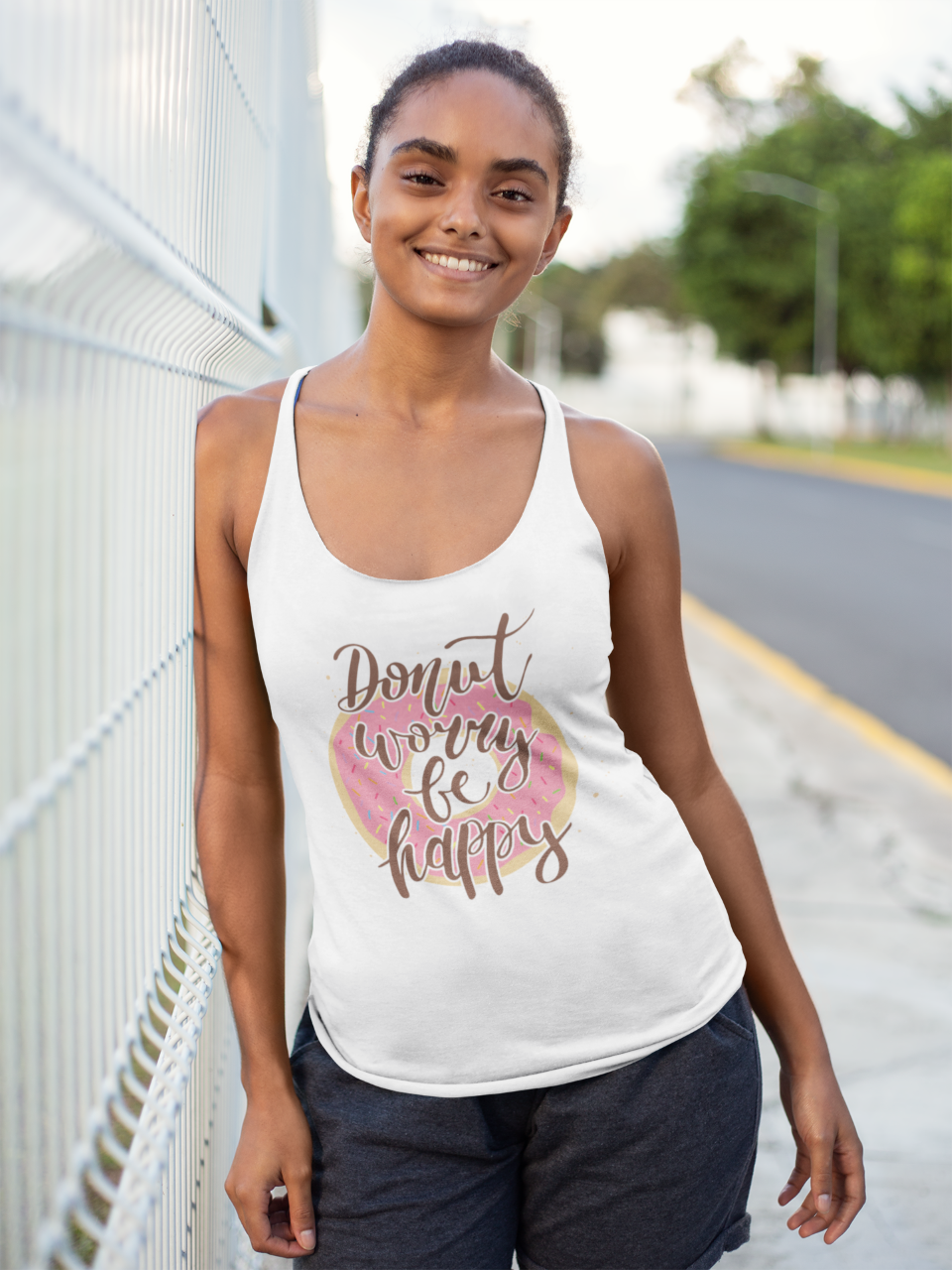 Donut Worry Be Happy (pink) - Tank Top