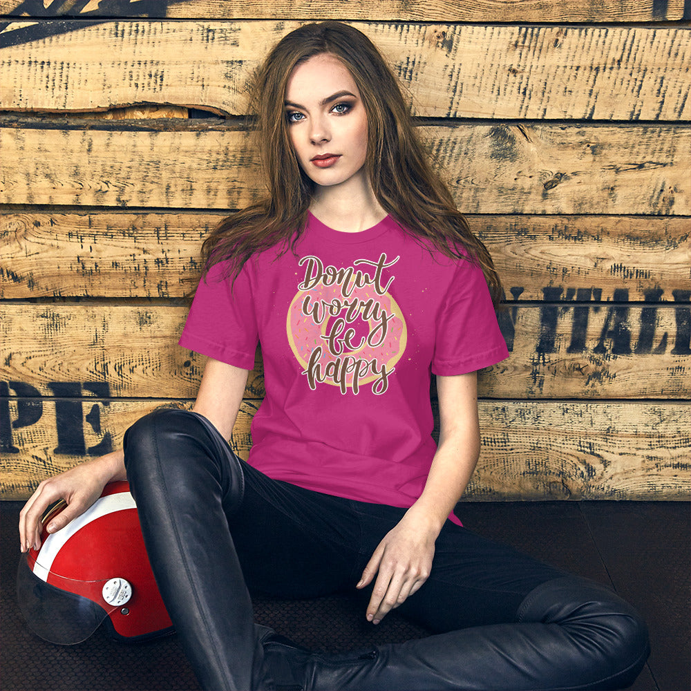 Donut Worry Be Happy (pink) - T-Shirt